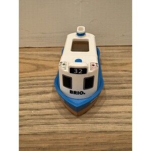 Brio EBBA Ferry Boat No. 32 Blue White Wooden Railway Working Lights